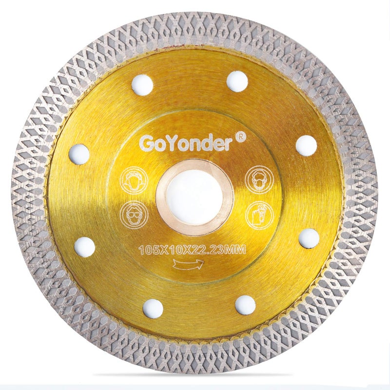 GoYonder 4 Inch Diamond Saw Blade,Super Thin Diamond Saw Blade for Cutting Ceramic Porcelain Tile Granite Marble Suitable for Angle Grinders with 7/8" or 5/8" Arbor 5 PCS - Image 1